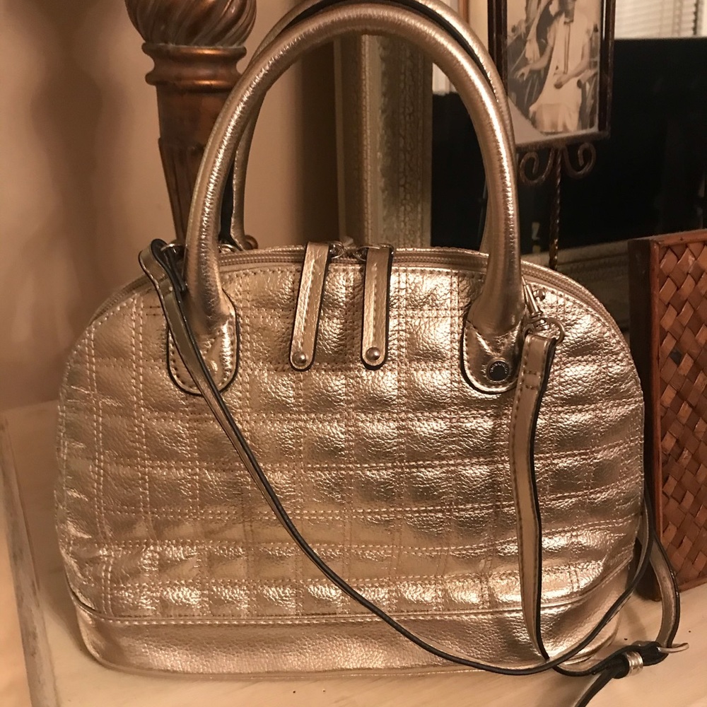 Tignanello Gold Quilted Dome w/Crossbody Strap